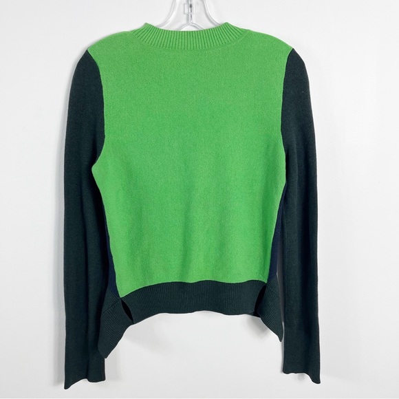 Tome Three Tone Merino Wool Blend Colorblock Sweater Size Small Navy Gray Lime - Picture 6 of 7